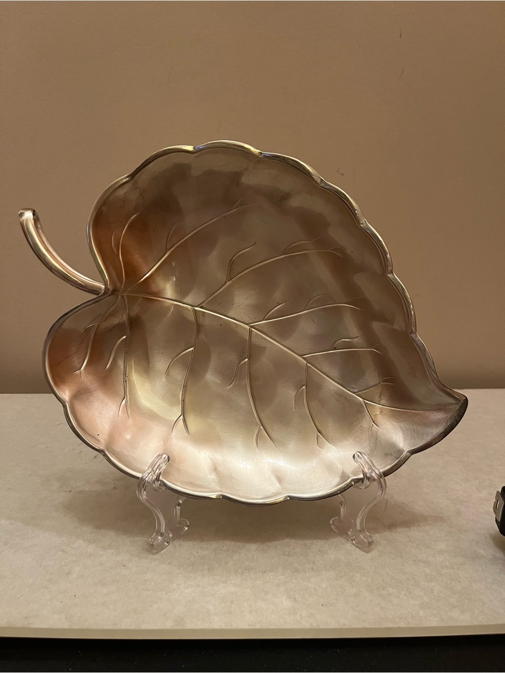 Pearlized Silverware Leaf Moben Center Piece Decor Serving Dish Candy Home Japan